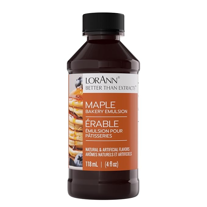 LorAnn Oils Maple Bakery Emulsion: True Essence, Ideal for Boosting Fruit Tones in Cakes, Cookies & Desserts, Gluten-Free, Keto-Friendly, Extract Substitute Essential for Your Kitchen, 4 Oz