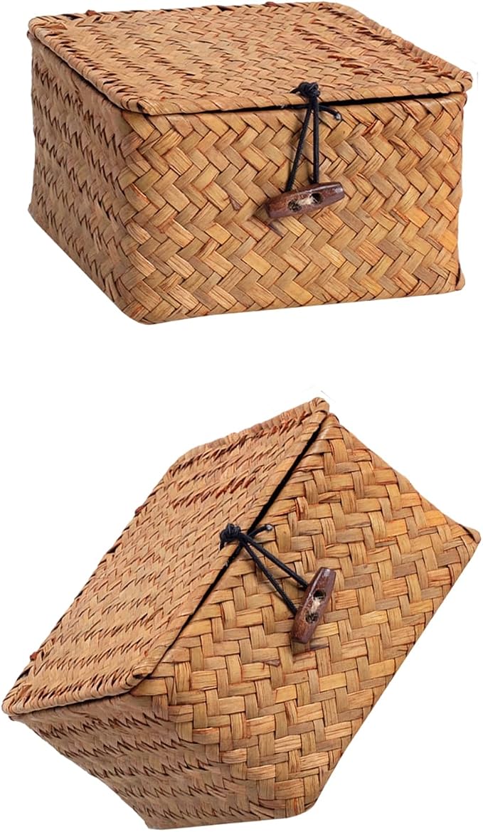 Covered Handcrafted Rattan Storage Basket User Friendly Materials for Neat Organization in Various Rooms User Friendly Organizers