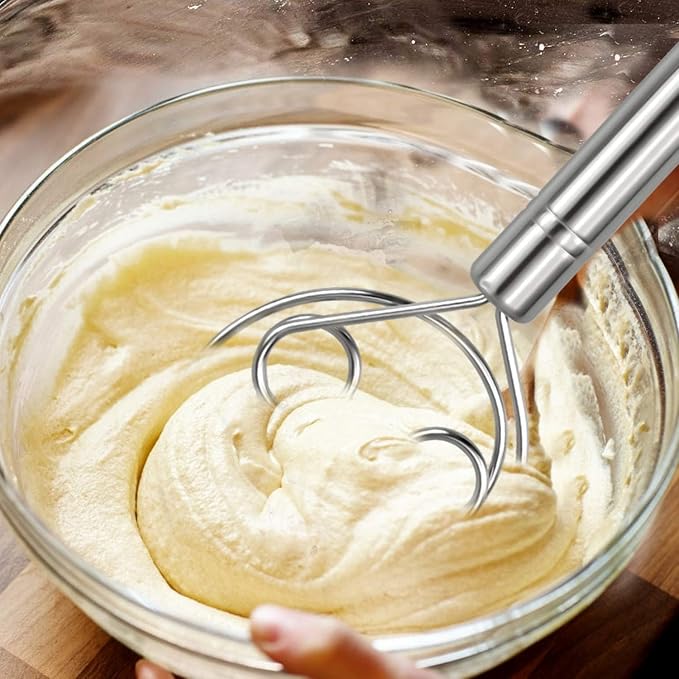 Large Danish Dough Whisk Bread Mixer, Premium Stainless Steel Dutch Whisk for Bread, Pastry or Pizza Dough - Perfect Baking Tool Alternative to a Blender, Mixer or Hook