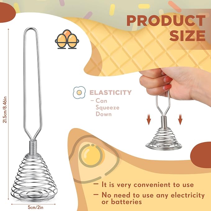 CHENGU 4 Pieces Stainless Steel French Style Spring Whisk, 8.46 Inches x 1.97 Inches, Silver