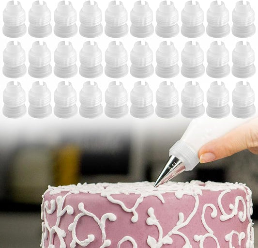 30 Pack Piping Bag Couplers for Icing Nozzles, Small Couplers for Piping Bags, Transparent