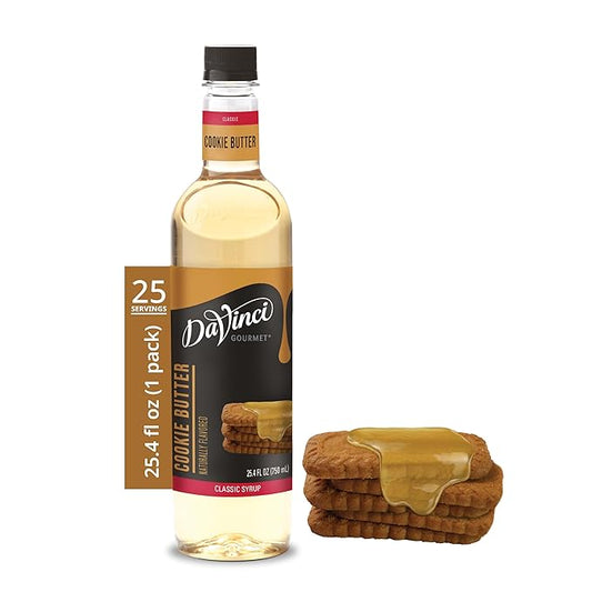 DaVinci Gourmet Cookie Butter Syrup, Made with Pure Cane Sugar, Dairy Friendly, 25.4 Fluid Ounces (Pack of 1)