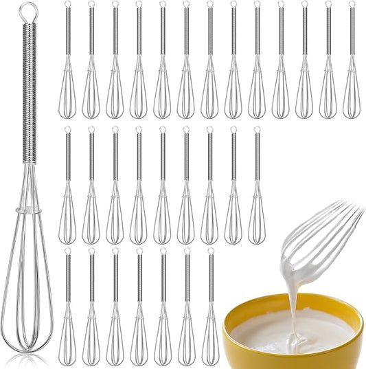 Baderke 30 Pcs Mini Whisk Bulk Small Whisks for Cooking 304 Stainless Steel Tiny Whisk for Baking, Whipping, Beating Eggs, Mixing Sauces, Blending Ingredients (6 Inch)