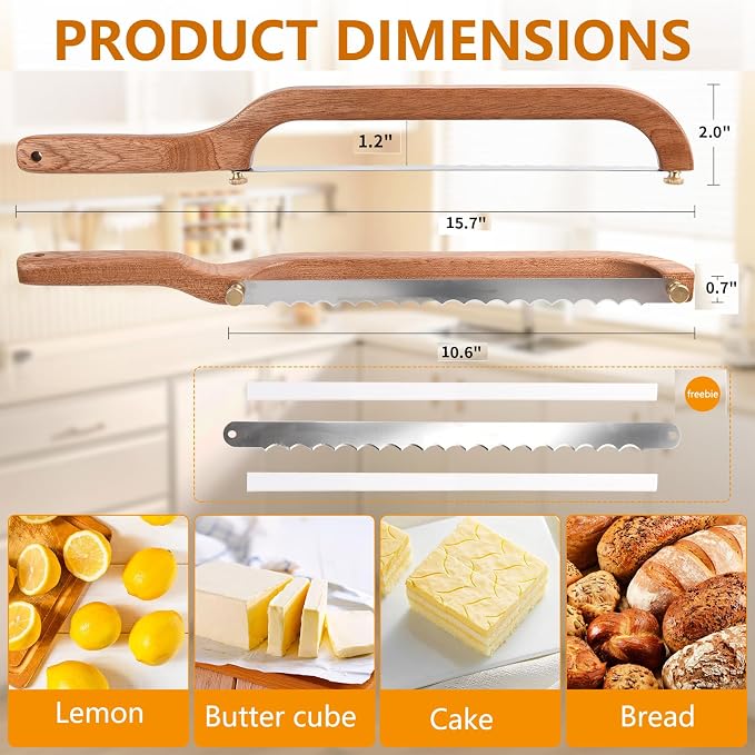 Bread Bow Knife for Sourdough, Bread Saw for Homemade Bread, Sourdough Knife Slicer Cutter for Left-handed Slicing