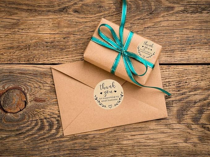 2'' Thank You for Supporting My Small Business Stickers, Kraft Labels Custom Sticker for Bakeries, Crafters & Small Business Owners, 500 Labels Per Roll