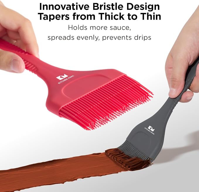 Kitchen Mama Platinum Silicone Extra Wide Pastry & Basting Brush Set | Heat Resistant, Dishwasher Safe, BBQ Grilling & Cooking, Baking & Outdoor Use, For Butter, Egg Wash, Oil, Sauce