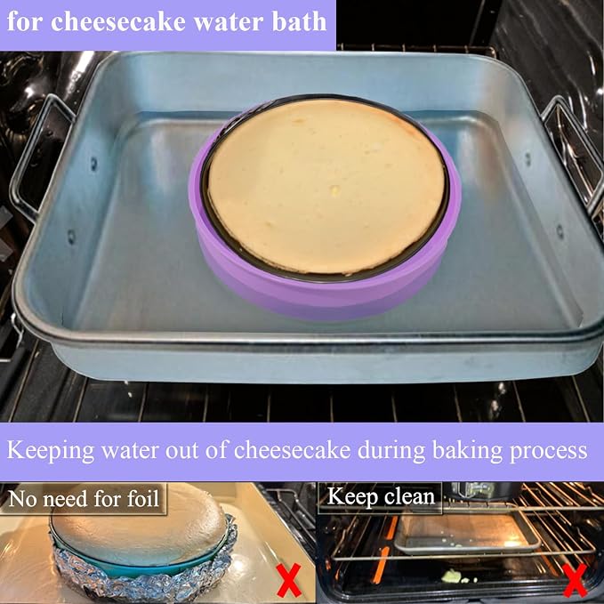 Silicone Cheesecake Pan Protector for 7 inch and 7.5 inch Round Springform Pan, Cheesecake Water Bath Protector,Baking Accessories Preventing Water Entry,8 inch