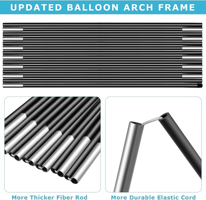 Updated Balloon Arch Kit, 21ft Adjustable Balloon Arch Stand with Base in 9FT Width and 10FT Height, Threaded Design Ballon Arch for Birthday Baby Shower Party Kit