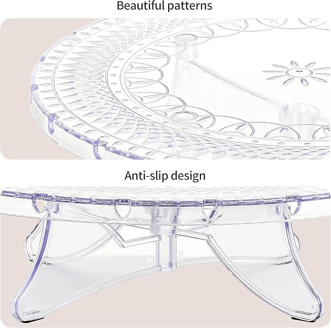 NWK 12inch Lighted Clear Cake Stand Plate Holder with String Lights Fit for 6inch, 8 inch, 10 inch, 12 inch Cakes for Wedding Birthday Cake Decorations