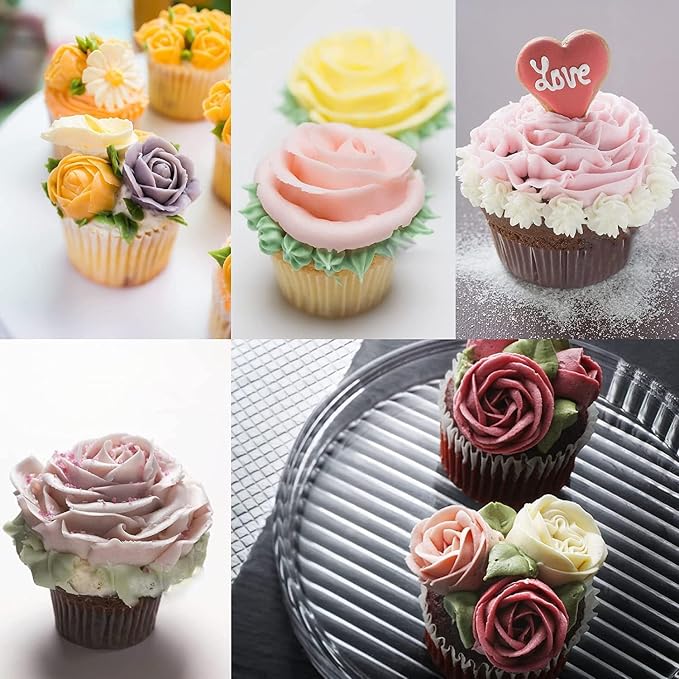Icing Flower Tools with 7 Pcs Flower Piping Tips Set,4 Flower Nails Cake Decorating,2 Rose Flower Lifte,Create Stunning Floral Decorations