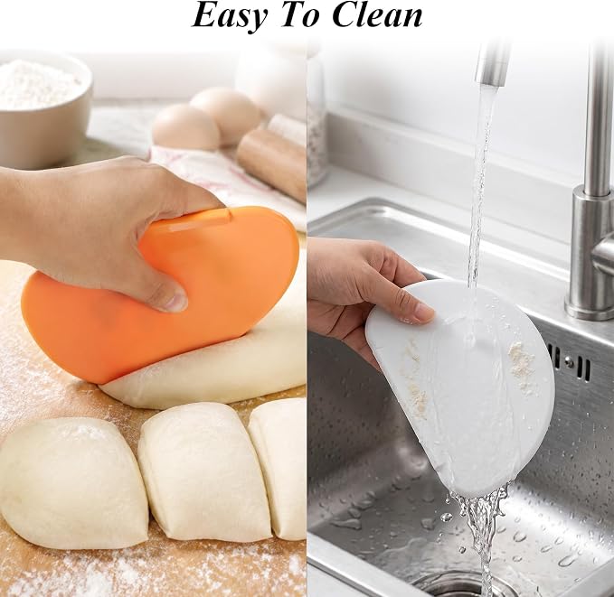 3 Pcs Bowl Dough Scraper, Silicone Dough Scraper Flexible Curved Pastry Scrapers Bench Scrapers for Baking Food Bread