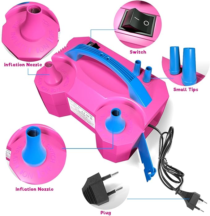 Balloon Pump, Balloon Pump Electric, Electric Balloon Pump at Home, Portable Air Blower with Dual Nozzle Balloon Air Pump for Decoration, Party and Save Time