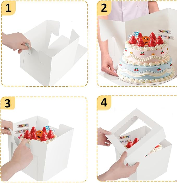 30Pcs Cake Boxes 12 Inch, White Paper 12x12x8 Cake Box For Multi-Layer Cakes Transport, Fathers Day Gift Giving Baking Storage(30pcs box)
