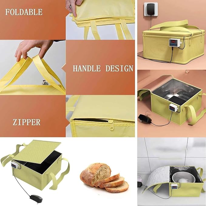 Dough Proofer with Heater, Fold Dough Proofing Box,Sourdough Bread Making Tools Kit, Low-Temperature Heating for Making Bread, Yogurt, Natto and Handmade Soap