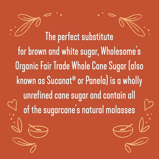 Wholesome Sweeteners 32-Ounce Organic Sucanat Panela Whole Cane Sugar, Fair Trade, Non-GMO Project Verified, Gluten Free & Vegan for Baking, Sprinkling and More, 1 Pack