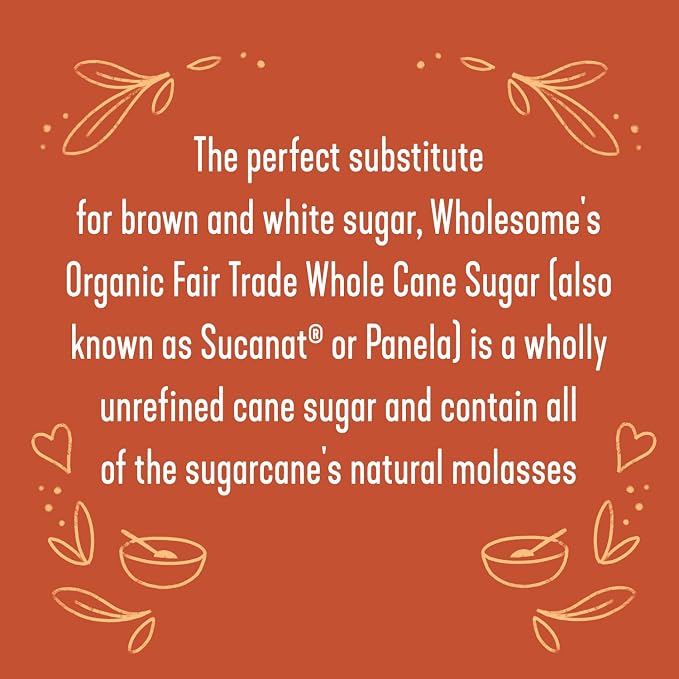 Wholesome Sweeteners 32-Ounce Organic Sucanat Panela Whole Cane Sugar, Fair Trade, Non-GMO Project Verified, Gluten Free & Vegan for Baking, Sprinkling and More, (Pack of 2)