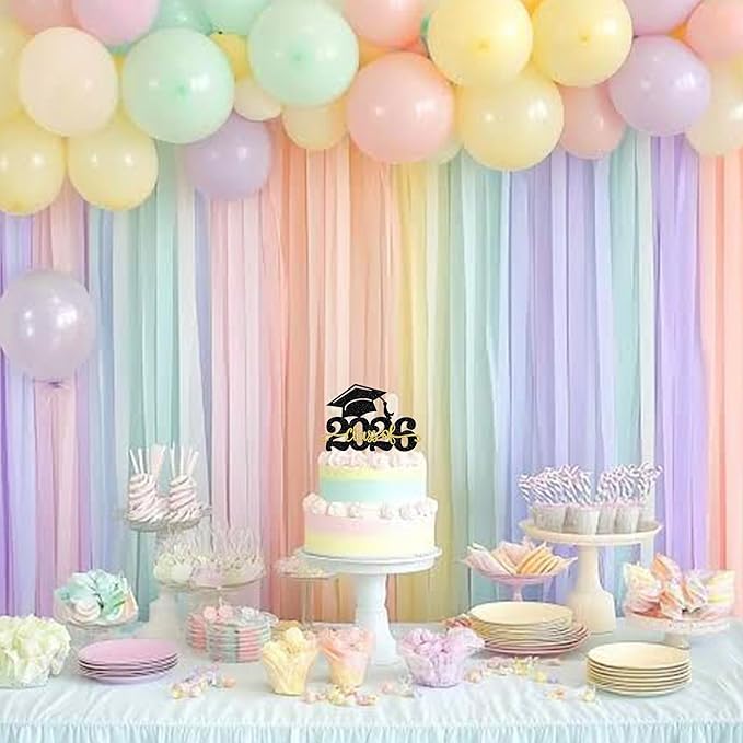 1 Pack Class of 2026 Cake Topper Glitter Congrats Grad Cap 2026 Graduation Cake Pick for 2026 Graduation Theme High School Boys Girls Graduate Party Cake Decorations Supplies Black Gold