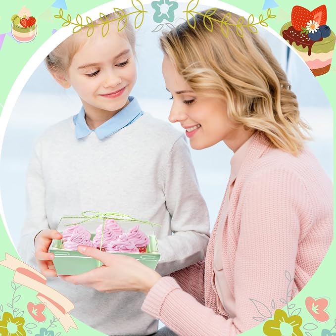 Outus 100 Pack Charcuterie Boxes with Clear Lids, Paper Dessert Boxes to Go with Gift Tags Rope Disposable Party Favor Treat Food Containers for Cookies, Donuts, Muffins, Salad, and Pastry