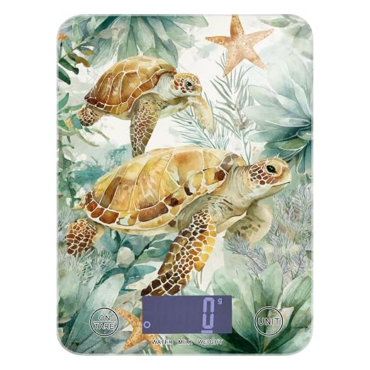 Food Scale Kitchen Scale Food Weight Scales Digital Weight Grams and Ounces Small Electronic Food Scale for Baking Cooking Sea Turtle Starfish Plants