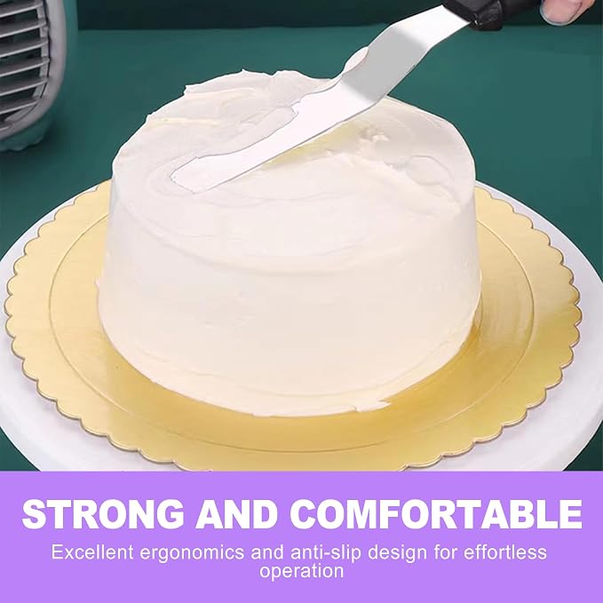 2 Pcs Offset Icing Spatula Set 6 and 8 Inch Angled Stainless Steel Cake Frosting Spatulas for Baking and Decorating Cake Smoother and Scraper Tools
