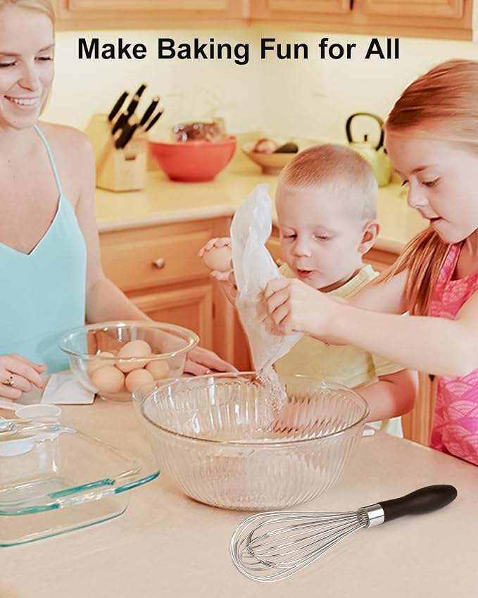 Anyongora 10 Inch Whisk, Sturdy Stainless Steel Wire Whisk with Non-Slip Grip - Dishwasher Safe & Rust Resistant Kitchen Tool for Cooking, Blending, Whisking & Mixing Batter