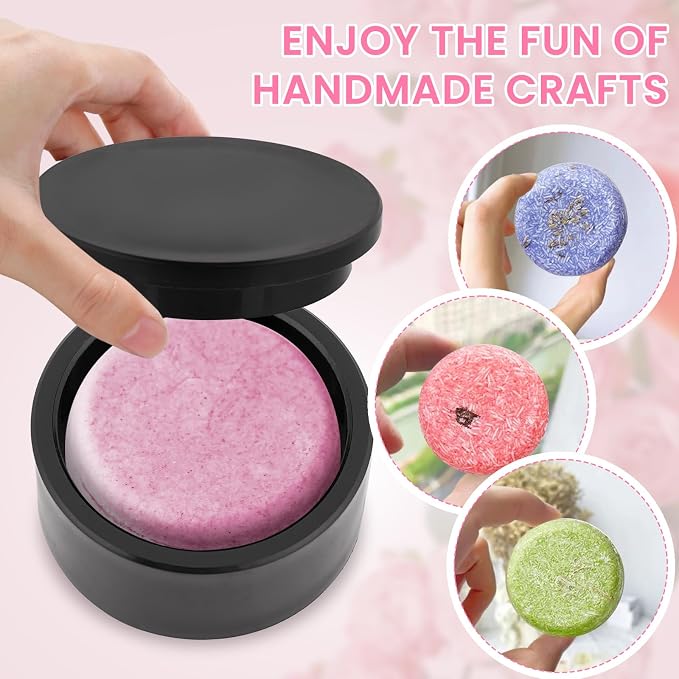 2.5inch Round Soap Shampoo Bar Mold, 3D Plastic Solid Bath Bomb Shower Steamer Press Molds for Making Shampoo Bars, Shower Steamers, Soaps, Bath Bombs, DIY Making Supplies (Round)
