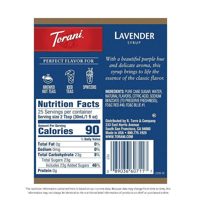 Torani Syrup, Lavender, 25.4 Ounces (Pack of 4)