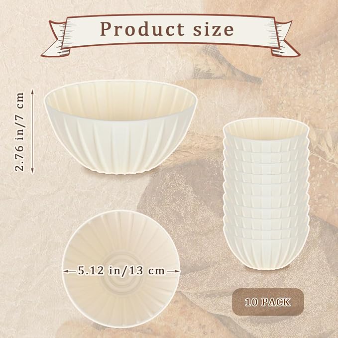 5 Inch Banneton Bread Proofing Basket Set of 10, Mini Small Banneton Basket Proofing Baskets for Sourdough Loaf Pans Bread Baking Supplies(Beige)