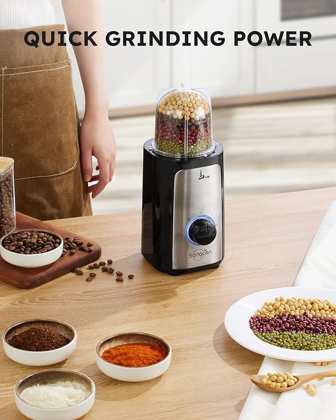 SANGCON 5 in 1 Blender and Food Processor Combo for Kitchen, Small Electric Food Chopper for Meat and Vegetable, 350W High Speed Blenders with 2 Speeds and Pulse for Smoothies and Shakes
