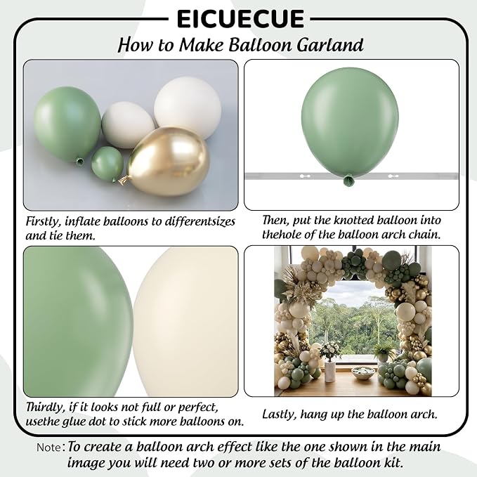 Sage Green Balloons Garland Arch Kit - 5 10 12 18 inch Different Size Sage Green White Sand Gold Balloons for Wedding Bridal Shower Birthday Anniversary Bachelorette Theme Party Decorations
