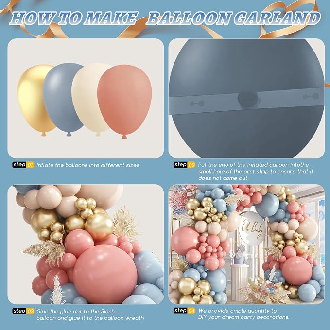 Gender Reveal Balloon Garland Arch Kit,412pcs Pink and Blue balloons 18 12 10 5 Inch for Gender Reveal Decorations Birthday Baby Shower Wedding Bridal