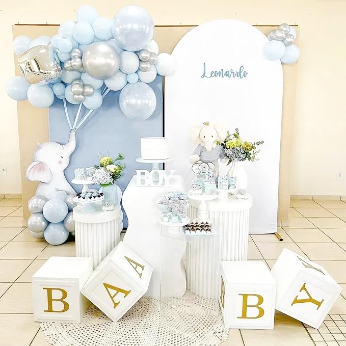 Jobkoo Pastel Blue Balloons 12 Inch, 100 Pack Light Blue Latex Matte Macaron Powder Helium for Gender Reveal Baby Shower Birthday Wedding Party Decorations