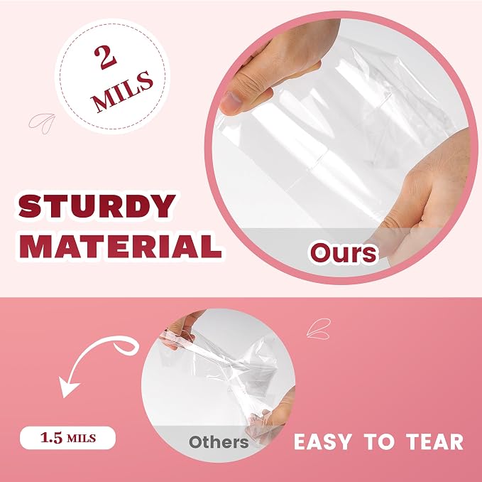 LOKQING Clear Cellophane Treat Bags 6 x 10 in, 100 Pack Gift Bag with Twist Ties, Bags for Cookies, Candy, Party Favors, Bakery Packaging and Graduation Gift Bags
