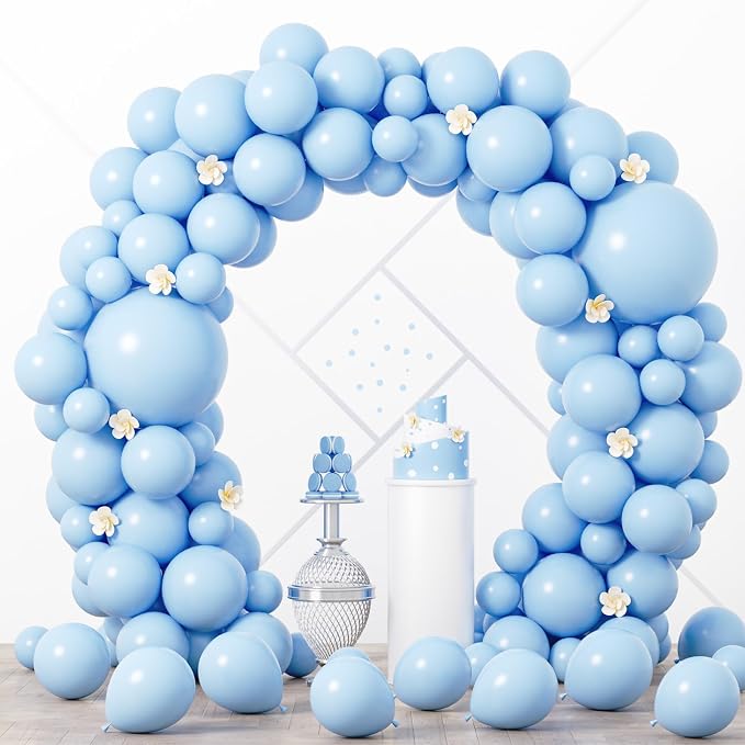 Voircoloria 90pack Light Blue Balloons Different Size 18/12/10/5 Inch Baby Blue Balloon Garland Arch Kit for Boys Girls Birthday Party, Baby Shower, Wedding, Gender Reveal, Baby Shower Decorations