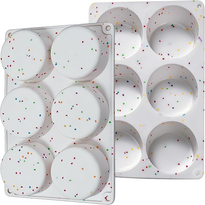 Silicone Egg Bite Molds, 2 Pack Silicone Egg Molds Frittata Pan, Deep 3 Inch Dash Egg Cups Sous Vide Egg Mold Round Rolls Molds for Egg Breakfast Sandwiches Omelets Dinner Rolls Baking - White