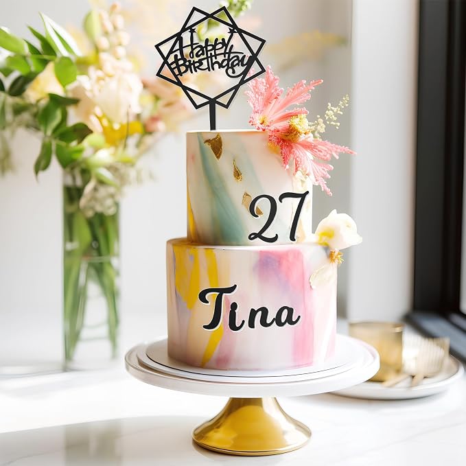 Teenyyou 68 Pcs Acrylic Alphabet Number Cake Topper 0-9 Number and A-z Letters Personalized Cake Picks Decor DIY Name Cupcake Toppers Graduation Wedding Baby Shower Party(Black)