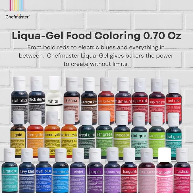 Chefmaster Violet Liqua-Gel® Food Coloring | Vibrant Color | Professional-Grade Dye for Icing, Frosting, Fondant | Baking & Decorating | Fade-Resistant | Easy-to-Use | Made in USA | 0.70 oz