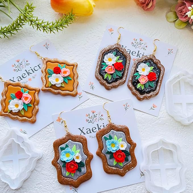 Baroque Style Polymer Clay Cutters Set, Decorative Frame Clay Cutters for Vintage Earrings, Polymer Clay Molds for Layered Designs, Clay Earring Cutters, Clay Tools for Crafting
