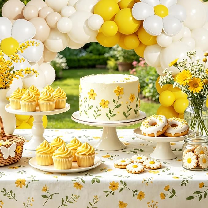 Bee Balloon Garland Arch Kit, Mustard Yellow Brown White Balloons with Daisy Balloon for Sunflower Bee Theme Gender Reveal Birthday Party Baby Shower Decorations