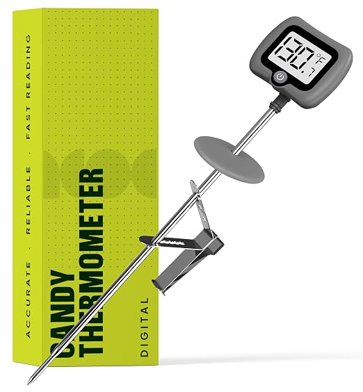 Digital Candy Thermometer with Pot Clip, 10" Long Stainless Steel Probe, Instant Read Kitchen Thermometer for Cooking, Baking, and Candy Making (Gray)
