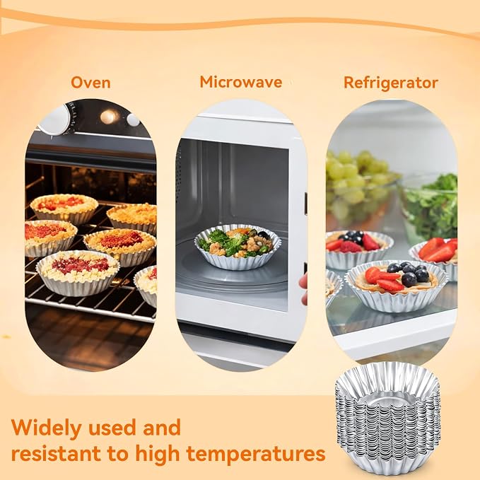 30 Pcs Mini Tart Pans 2.75 Inch Reusable Tartlet Cupcake Baking Mold Aluminium Egg Tart Molds Mini Pie Tins for Baking Egg Tarts Pies Cupcakes