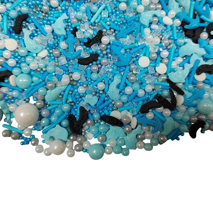 Ocean Sprinkles for Cake Decorating, Under the Sea Cake Decorations, Edible Dolphin Anchor Fish Pearl Sugar Sprinkle for Baking Cupcake Toppers Cookie Decorations Sea Theme Birthday Party Supplies