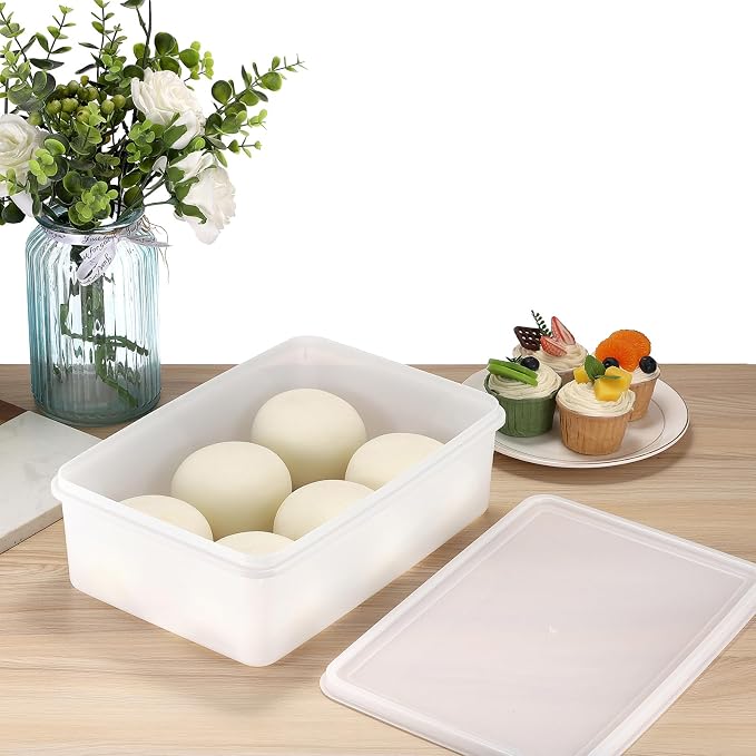 Pizza Dough Proofing Box, Pack of 3 Stackable Proofing Container with Lids, Fits 4 Pizza Balls(12.6x8.7 Inches), Professional Dough Box for Firdge, Kitchen, Picnic (Small)