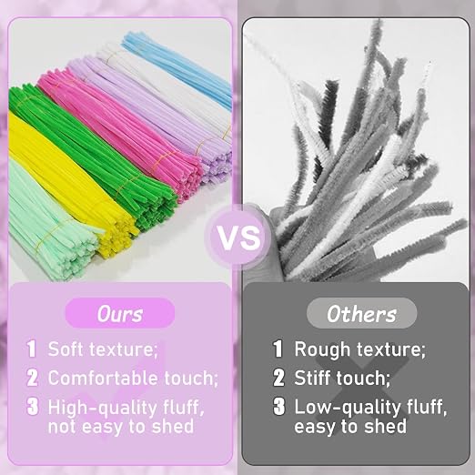 7 Color Macaron Pipe Cleaners Bulk with Pompoms - 900pcs Craft Kit Fluffy Fuzzy Wire and Pastel Pom Poms Chenille Stems for Arts & Crafts, Flowers School Classroom Christmas Party Supplies