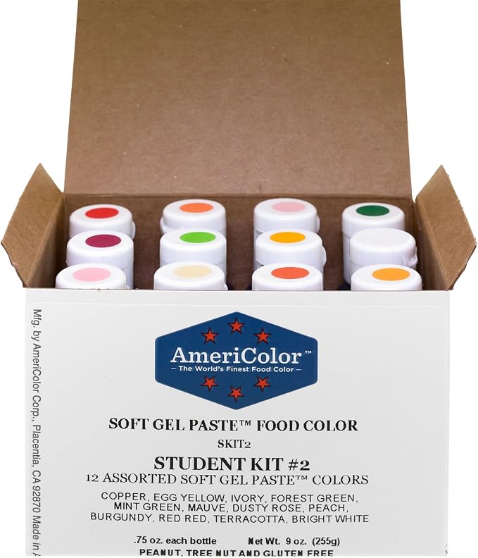 Food Coloring AmeriColor Student - Kit 2 12 .75 Ounce Bottles Soft Gel Paste Colors
