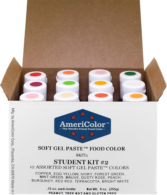 Food Coloring AmeriColor Student - Kit 2 12 .75 Ounce Bottles Soft Gel Paste Colors