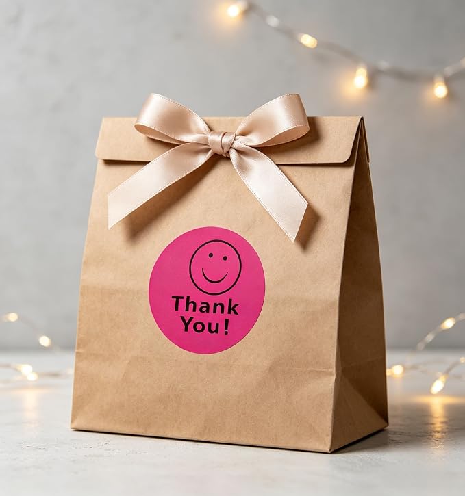 BLESS-VAST 500 PCS Thank You Stickers for Small Business - 1 Inch Colorful Smile Decal Envelope Seal 4 Designs Vibrant Colors Labels for Baking Packaging Water Bottle Wraps Crafts (Colorful Smile)