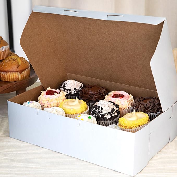 Southern Champion Tray 1025 Premium Clay Coated Kraft Paperboard White Non-Window Sheet Cake and Utility Box, 14" Length x 10" Width x 4" Height, 1/4 Sheet (Case of 100)