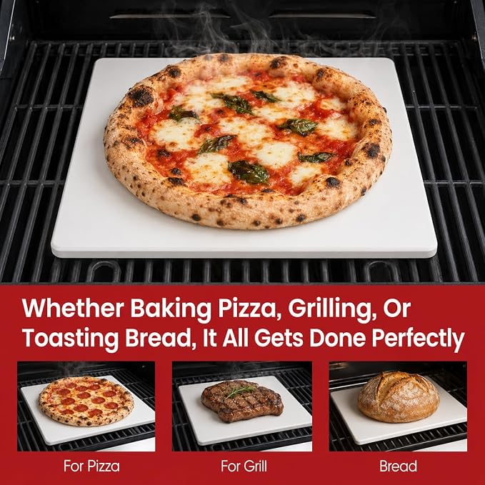 Pizza Stone, 13 Inch Heavy Duty Cordierite Baking Stone for Indoor Pizza Oven and Grill, Cooking Baking Stone, 850℉ Thermal Shock Resistant for Bread BBQ