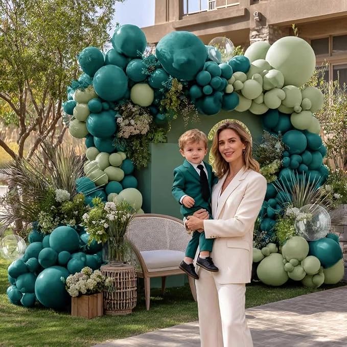 Teal Balloon Garland Arch Kit Double Stuffed, Dark Turquoise Teal-Green Aqua Balloon Different Sizes 18/12/5 Inch for Baby Shower Birthday Wedding Bridal Summer New Year Party Decoration